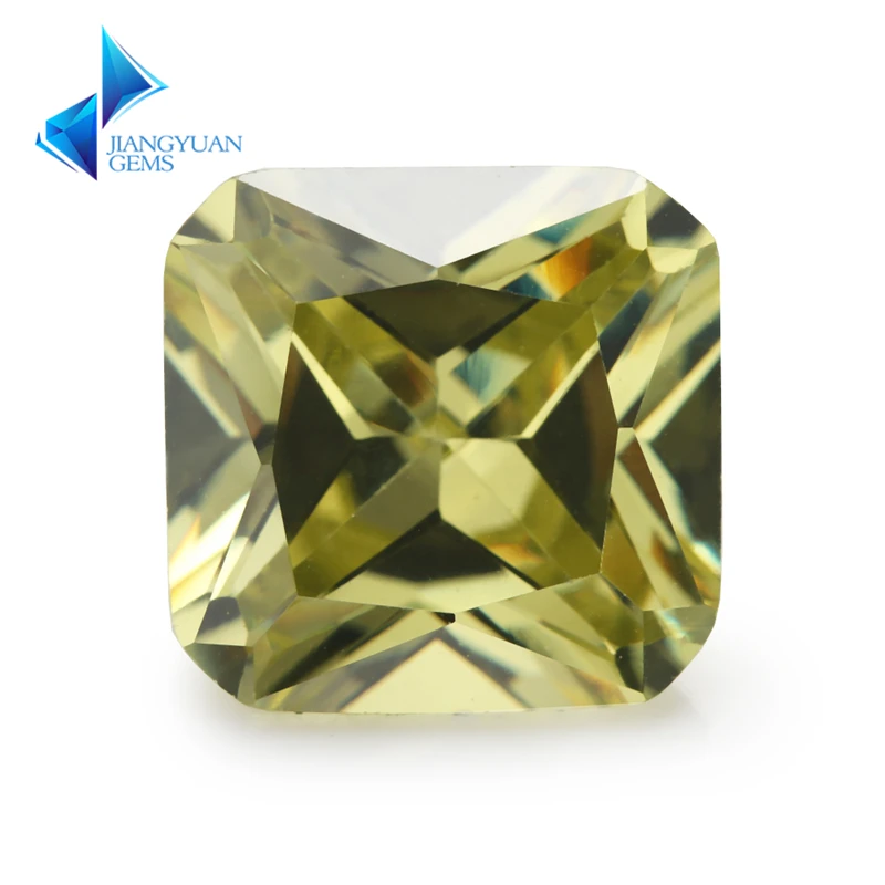 

Size 3*3~10x10mm Square Octangle Shape Princess Cut 5A Olive Yellow CZ Stone Synthetic Gems Cubic Zirconia