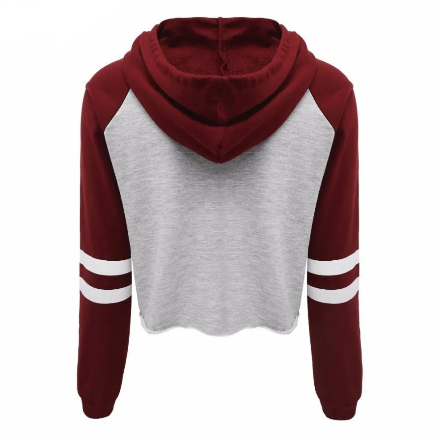 Женская Короткая Толстовка с капюшоном и надписью на весну осень|short hoodie|long sleeve