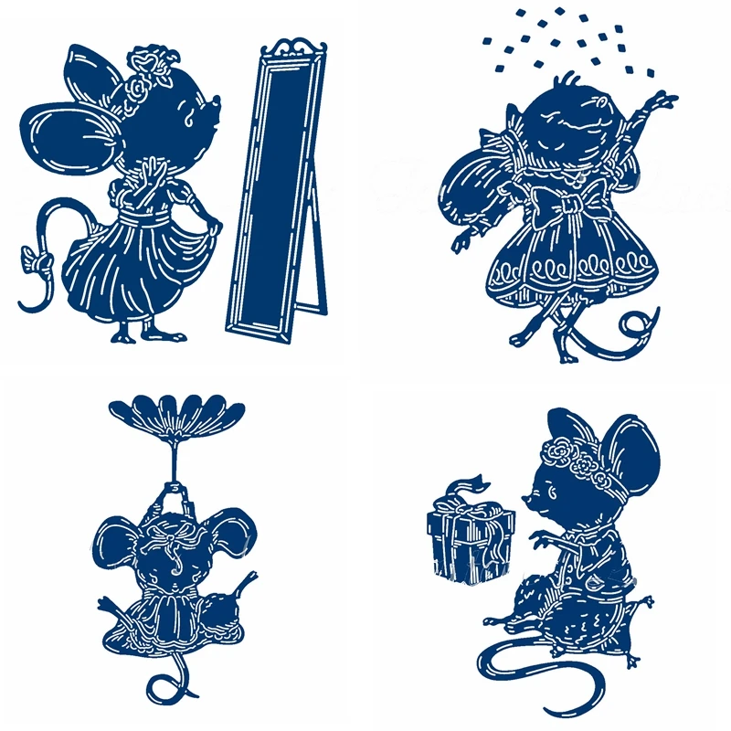 Симпатичная мышь из мультфильма принцесса шаблон металла Вырубные штампы Трафаретный Скрапбукинг тиснение для бумажных карт DIY ремесла поставки