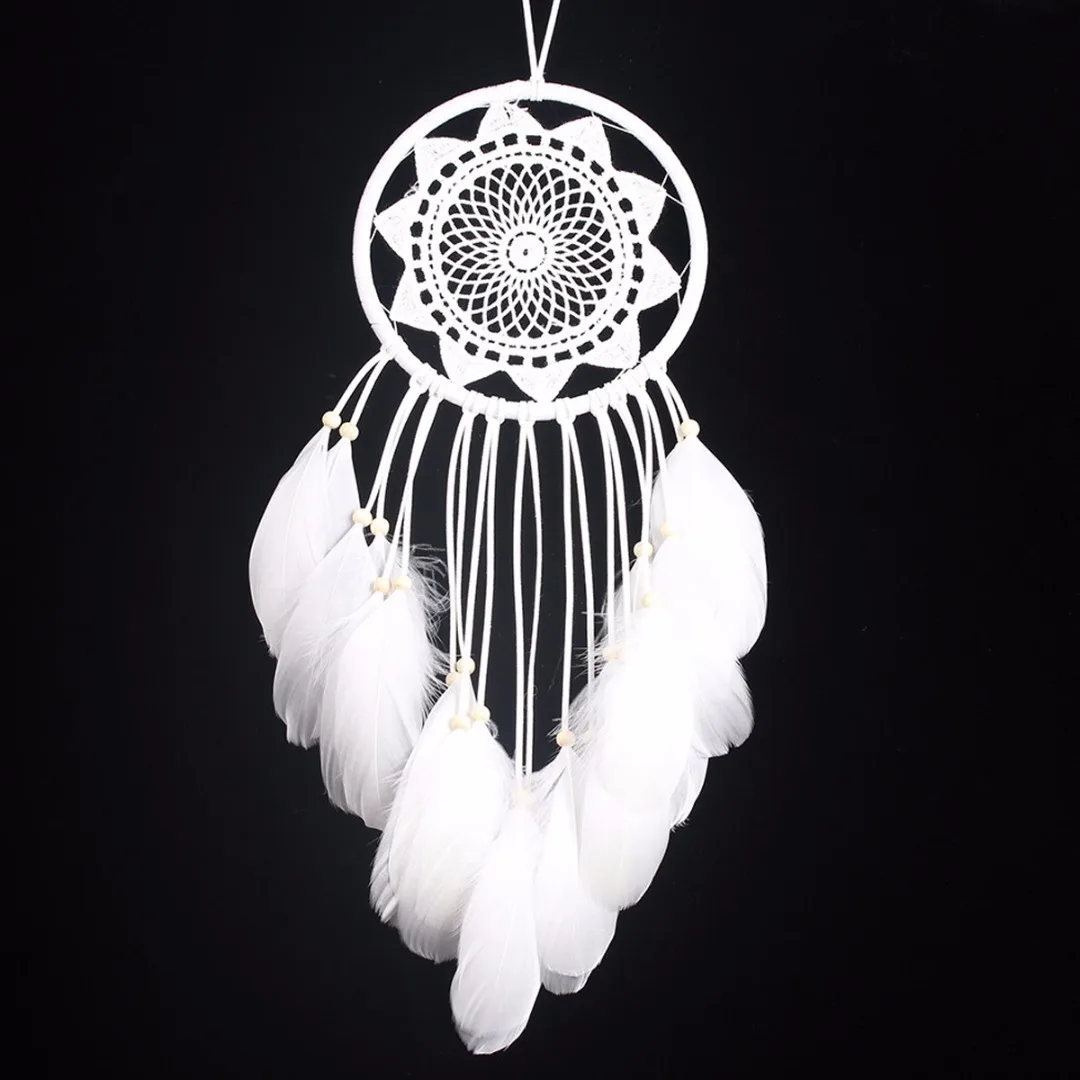 White Boho Style Sunflower Lace Dream Catcher Feather Dreamcatcher Kids Room Gift
