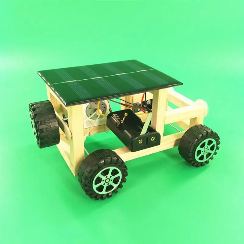 1pcs Wooden DIY Assembly Solar Car Educational Handmade Scientific Funny Model Kit for Students Children