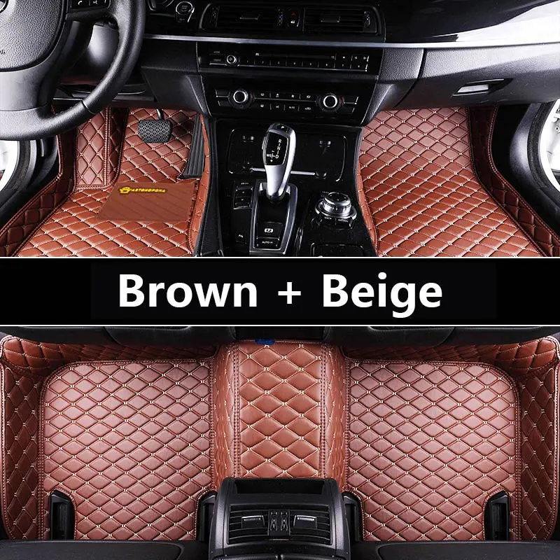 Rownfur заказ автомобиля Коврики для Ford Mondeo IV Водонепроницаемый из искусственной кожи Коврики автомобиль-Стайлинг интерьер автомобиля Ковры Коврики - Название цвета: BROWN-BEIGE