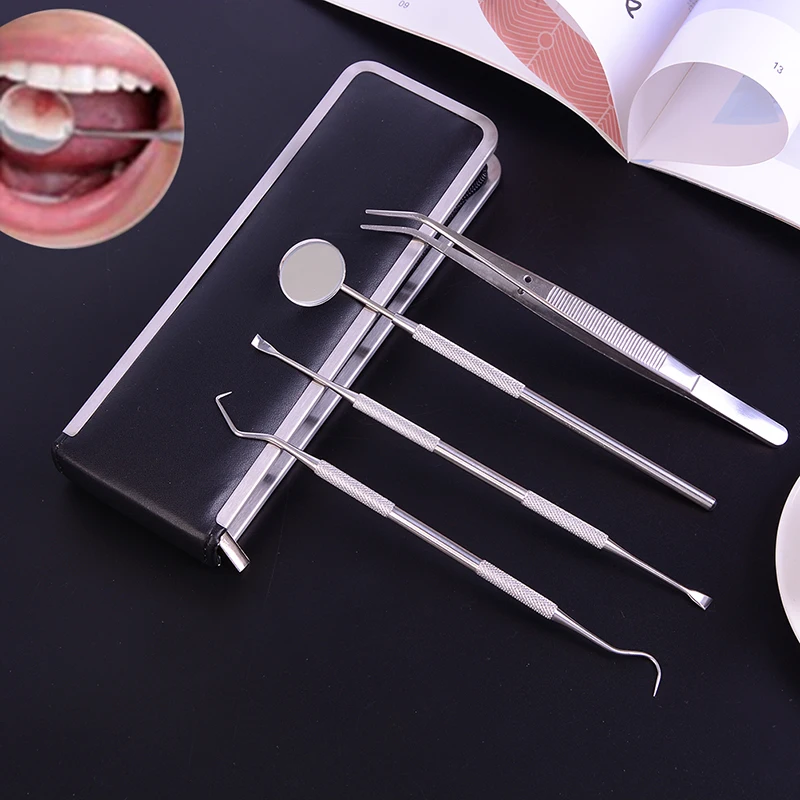 4pcs Mirror Dental Pick Dentist Prepare Tools Set Tooth Cleaner Dental