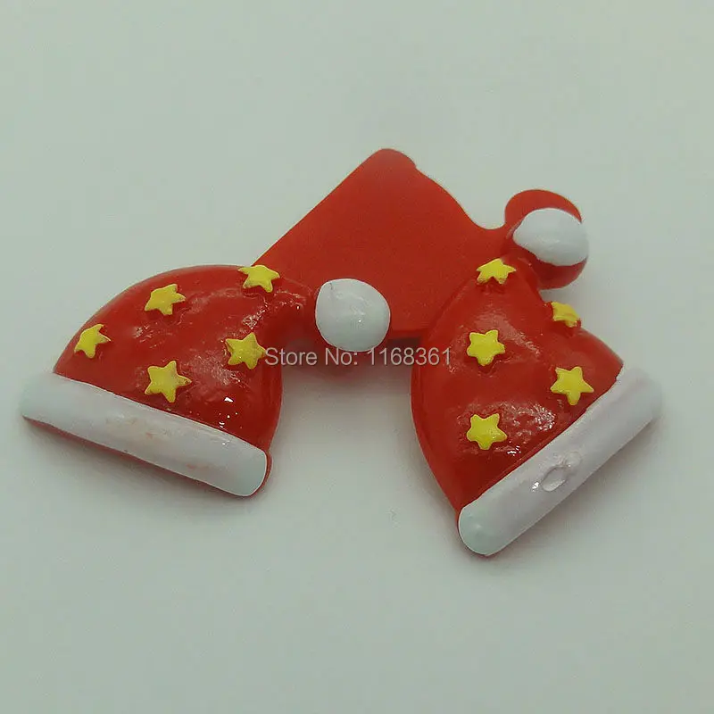 1pcs/lot resin flatback star Christmas hat 24mm Cabochons Scrapbooking Hair Bow Center DIY Christmas decration C106-1