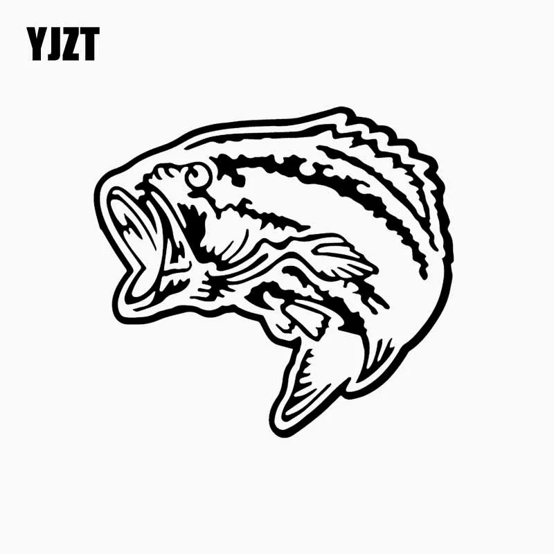 YJZT 14,1 см * 13 см мультфильм бас рыбы автомобильный стикер с рыбалкой винил Графика окна автомобиля наклейка черный/Серебряный C24-1077