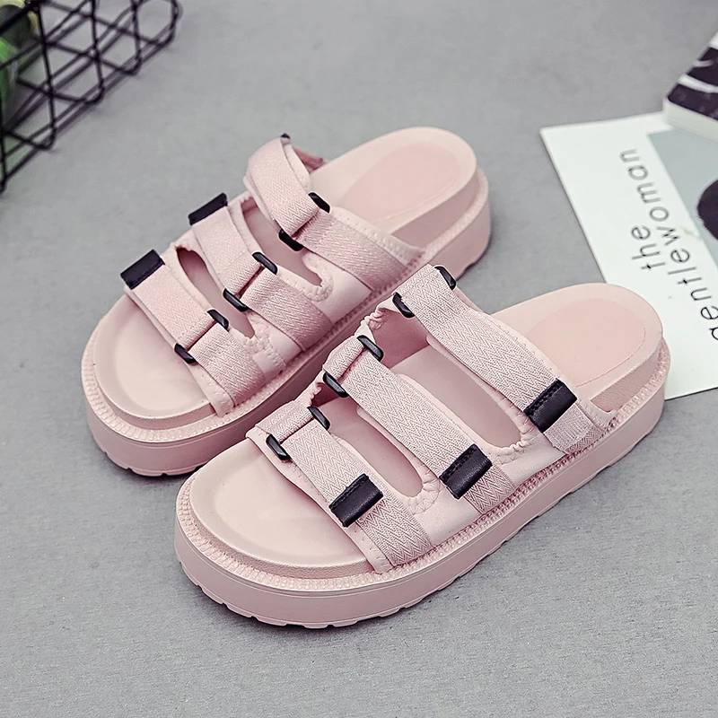 New Summer Beach Cork Slippers Sandals Casual women outside canvas flip slip resistant trend of 