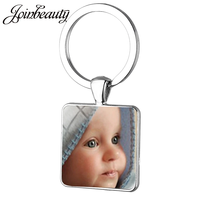 

JOINBEAUTY Keychain Custom Photo Of Your Baby Mum Child Grandpa Parent For Family Gift Square Keychain NA01