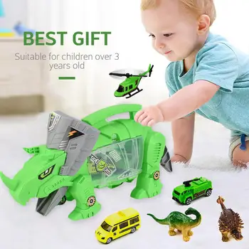 

11pcs Mini Dinosaur Toy Car Model Portable Storage Carrier Toys For Children Birthday Present