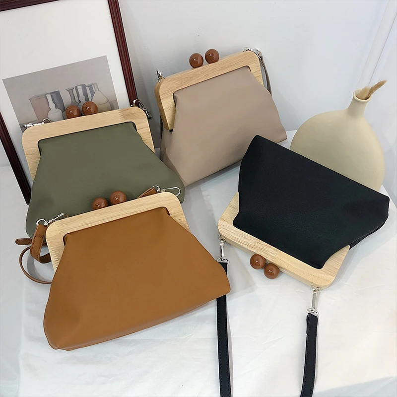  DAUNAVIA Women Bag Messenger Bag Simple Retro Pu Soft Leather Clip Bag Female Shoulder Evening Clut - 32999527264