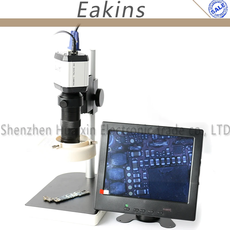 

2.0MP 8X-100X HD Industry Microscope Camera VGA USB AV TV Video Output+100X C-Mount Lens+Stand Holder+56 LED Ring Light+8"LCD