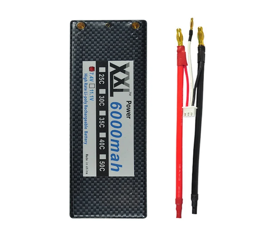 XXL 7 4V 6000mAh 60C 2S Power Removable Banana Connector Hard Case rc Car Lipo Battery