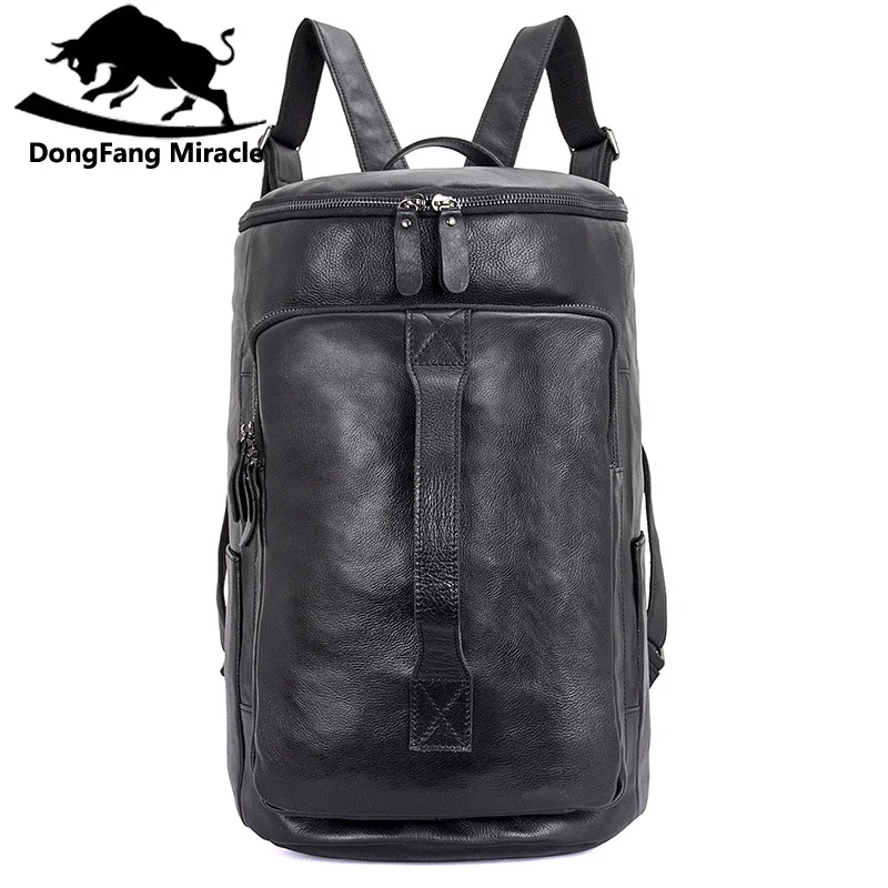 

DongFang Miracle High Quality Top Layer Leather Classic Men's Travel Bags Large Capacity male Backpack Bucket Bag Laptop Bag