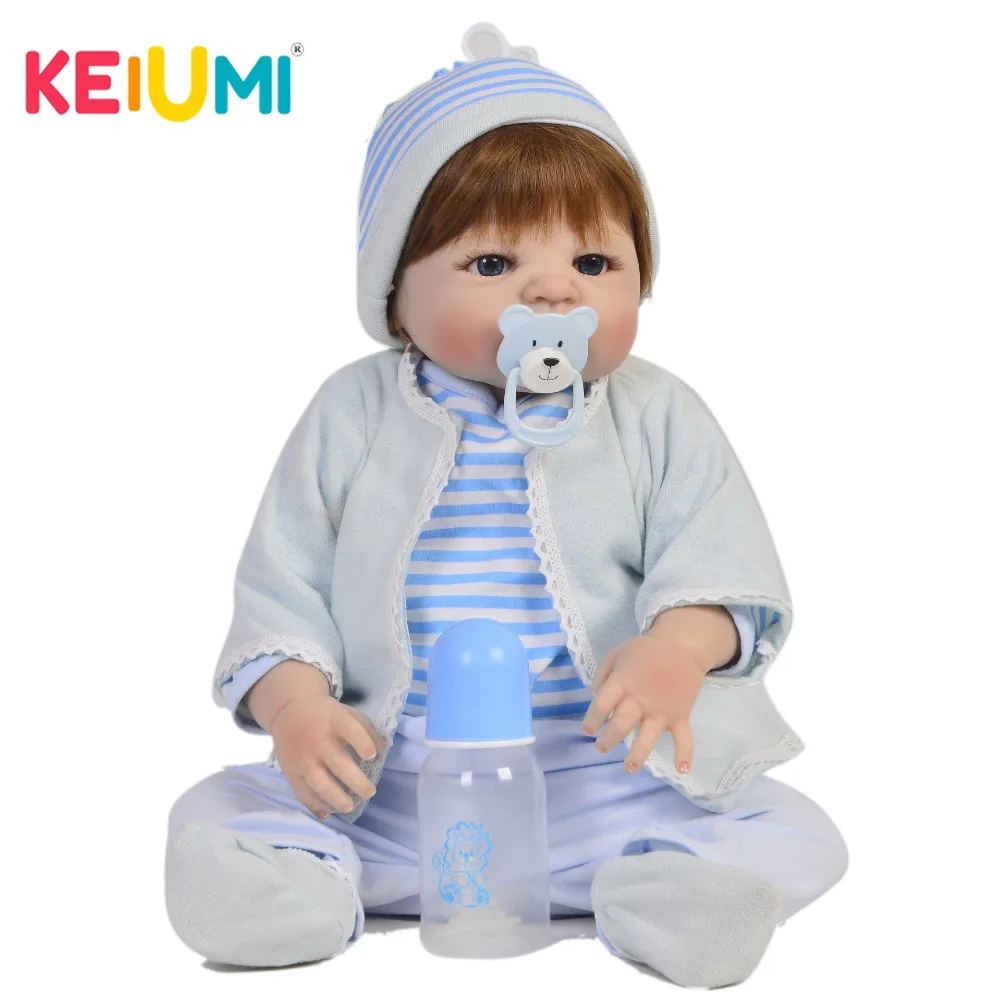 Реалистичная 23 дюймовая Кукла реборн KEIUMI 57 см полностью силиконовые