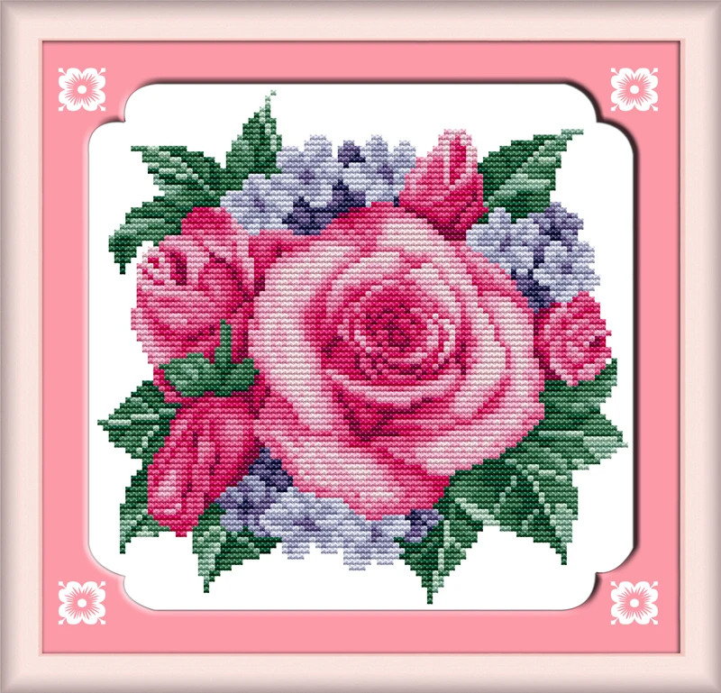 

Rose Clumps cross stitch kits flower cotton 14ct white 11ct print on canvas embroidery set sewing hand made crafts home decor