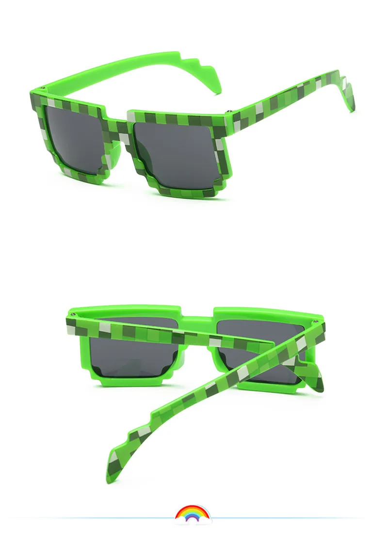 Long Keeper Kids Sunglasses Mosaics Minecraft 4-13 Years Square Children Sun Glasses Boys Girls Pixel Eyewares Christmas Gift 19