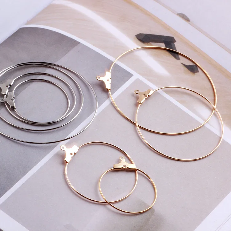 

25PC KC Gold White K Color Copper DIY Circular Circle Stud Earrings Ears Hang Eardrop Handmade Accessories Material