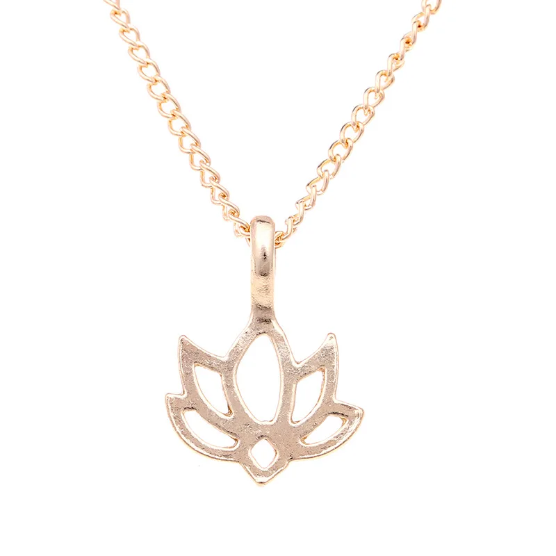 

Elegant Lotus Pendant Necklace Alloy Hand Stamped Fashion Fishbone Necklace Jewelry Gift For Girls 10 PCS