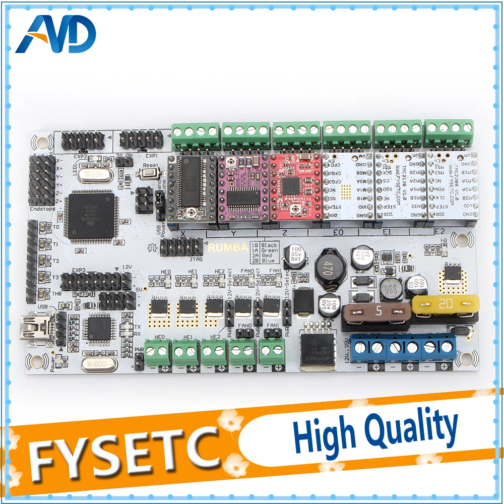 

Rumba Plus 3D Printer Start Kits Mother Board Upgrade Rumba+ Control Board With 6pcs A4988/DRV8825 Stepper Driver
