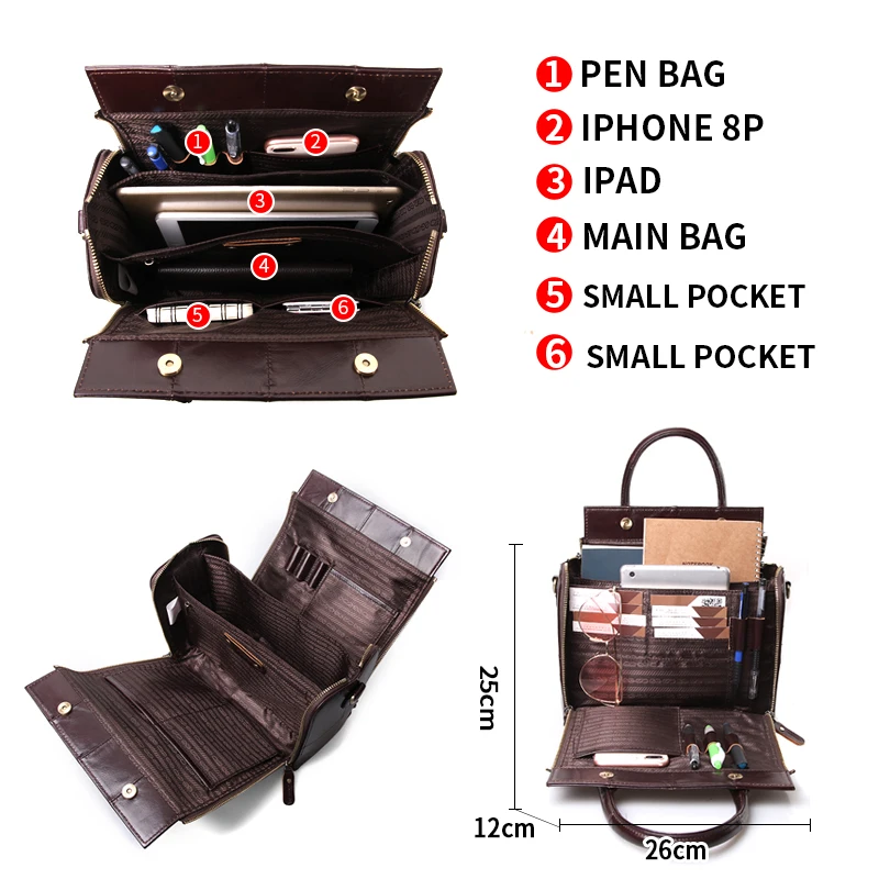  Cobbler Legend Multifunctional Large Genuine Leather Handbag Roomy Organizer Shoulder Crossbody Bag - 32974474589
