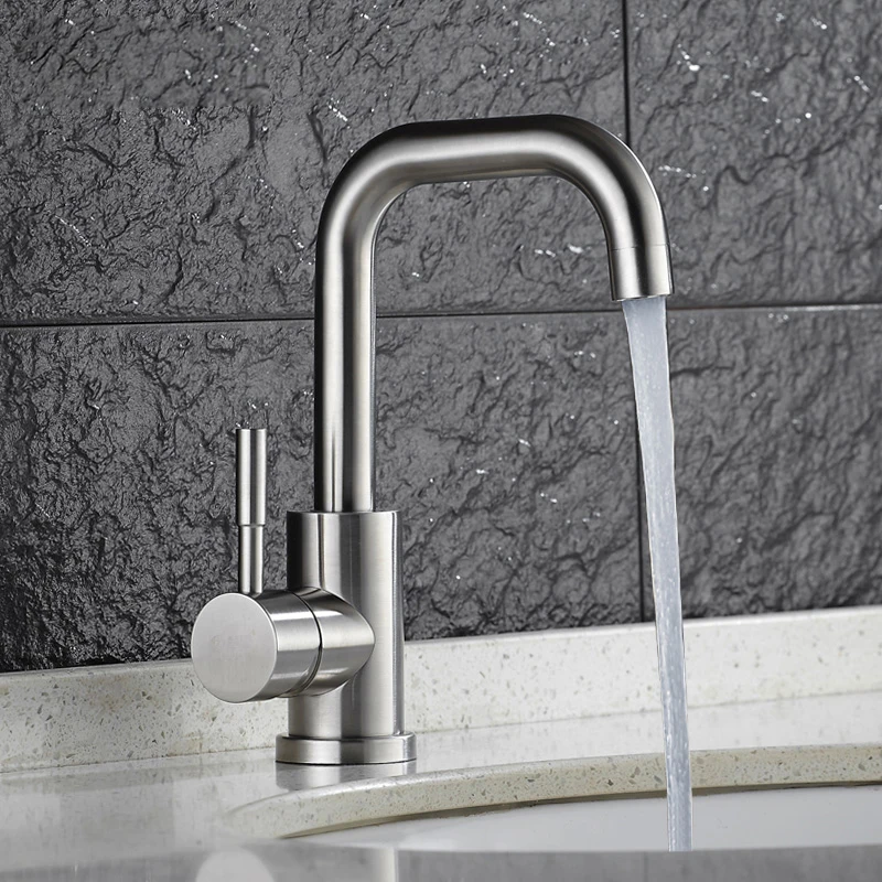 SSY Hot Cold Basin Faucet 304 Stainless Steel Bathroom Sink Faucets