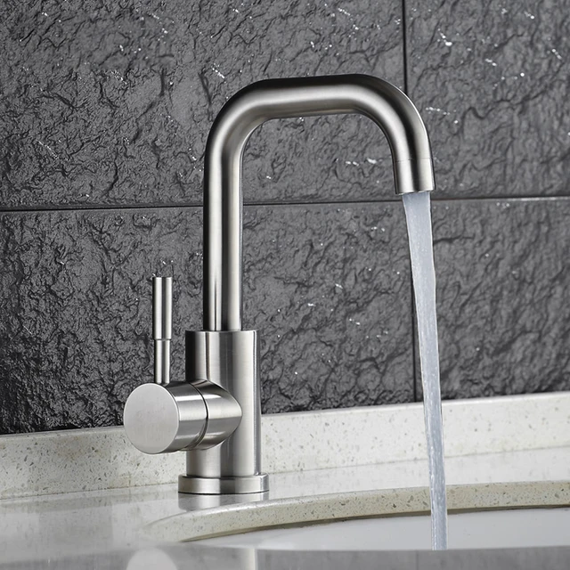 ssy hot cold basin faucet 304 stainless steel bathroom sink faucets brushed finish mixer water taps - Stainless Steel Bathroom Sinks ssy hot cold basin faucet 304 stainless steel bathroom sink faucets brushed finish mixer water taps - Stainless Steel Bathroom Sinks