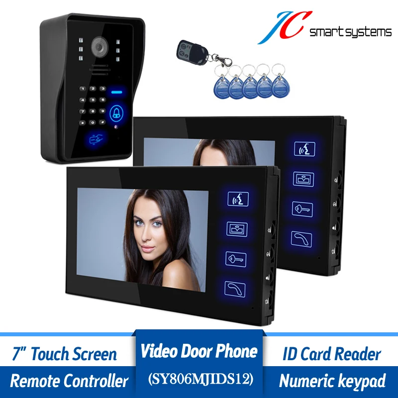 7 inch LCD Video font b Door b font Phone intercom Doorbell RFID Carder 1 font