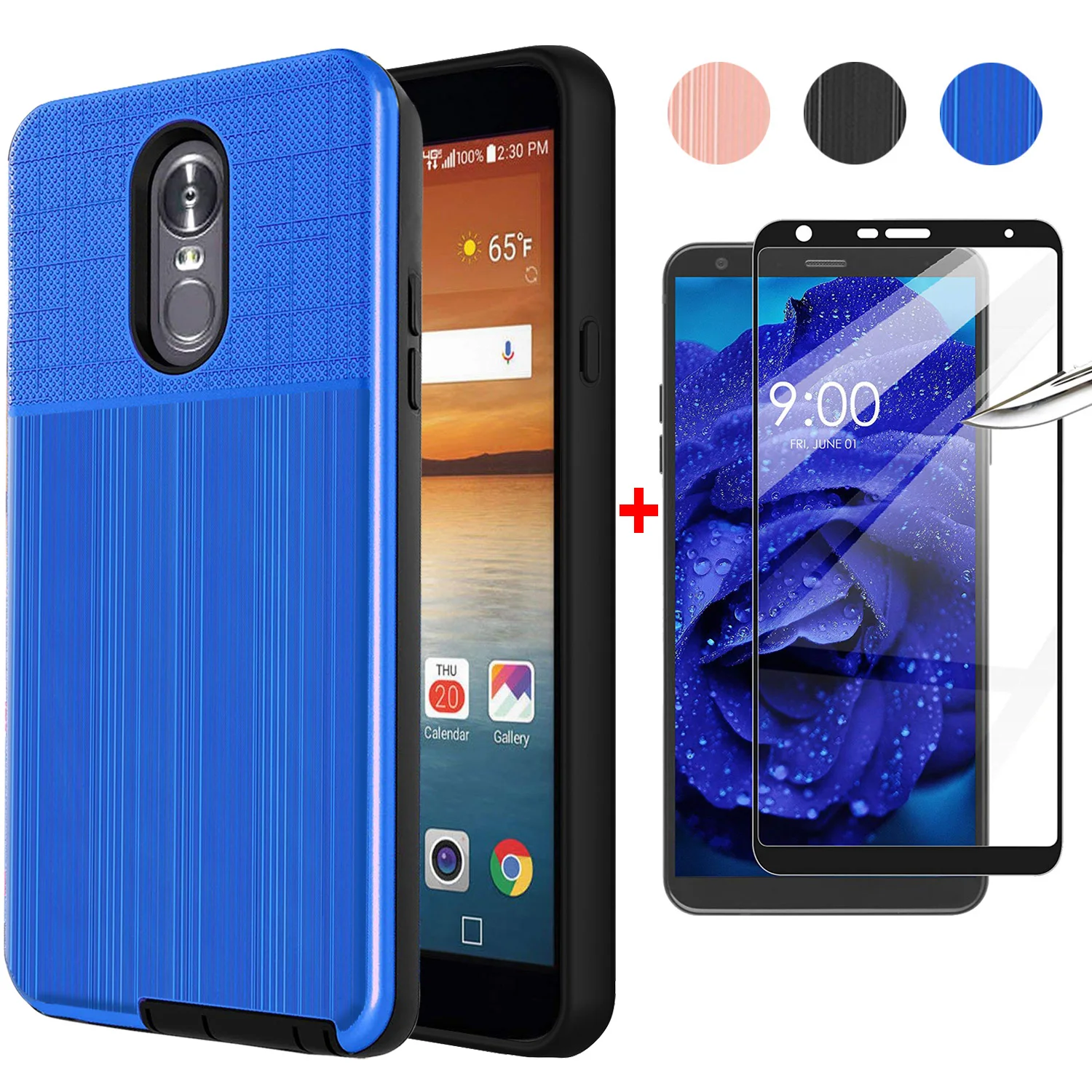 

For LG Stylo 4 / Q Stylus / Stylo 4 Plus Hybrid Shockproof Case With Full Cover Tempered Glass