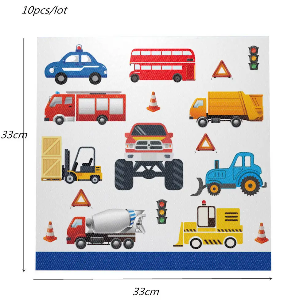 132*220 см Мультяшные автомобили скатерть строительная машина вечерние одноразовая скатерть для стола для детского дня рождения вечерние принадлежности - Цвет: napkin 10ps