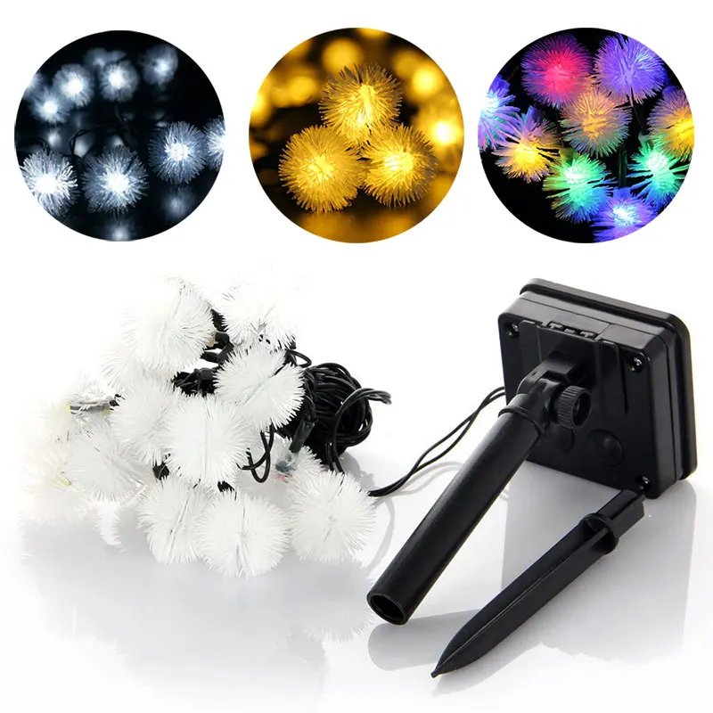 New Arrival LED 20 LED Solar Outdoor String Fairy Lights Chuzzle Ball Lights for Outside Garden