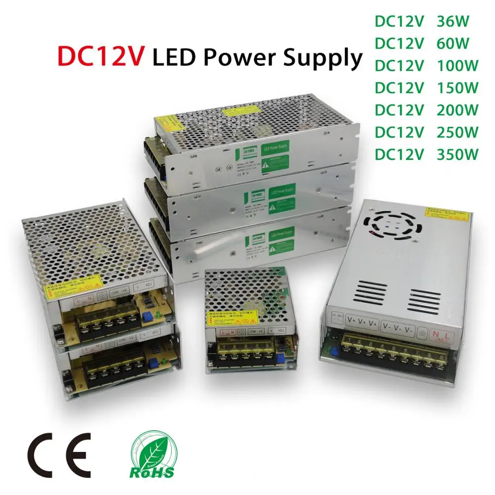 

DC12V LED Power Supply, Adapter transformer, LED Strip Panel Drive, Metal Housing, Indoor Use, Quality Components,110V,220V,230V
