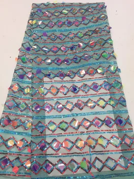 

embroiderd lace fabric DiuDiu-12.2721 with sequins beautiful Nigerian sequins lace fabric for party dress