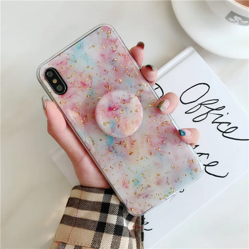 

High QualityStar Epoxy Bracket Phone Case for iphone 6 6s 7 8 Plus All-inclusive Anti-fall Soft Cover XS Max XS XR X