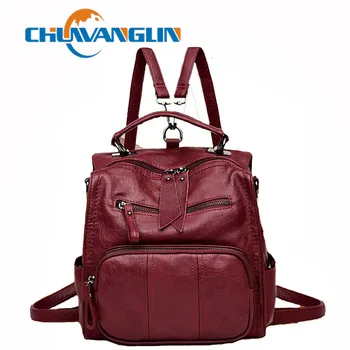 

Chuwanglin Spring leather backpack women fashion Multifunction Anti-theft backpack casual school bags Wild compact bag S5104