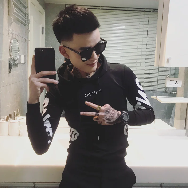 black Новая мужская Толстовка и свитер модный уникальный дизайн 3XL пуловер Slim Fit с капюшоном и длинным рукавом Уличная одежда мужская Толстовка - Цвет: black