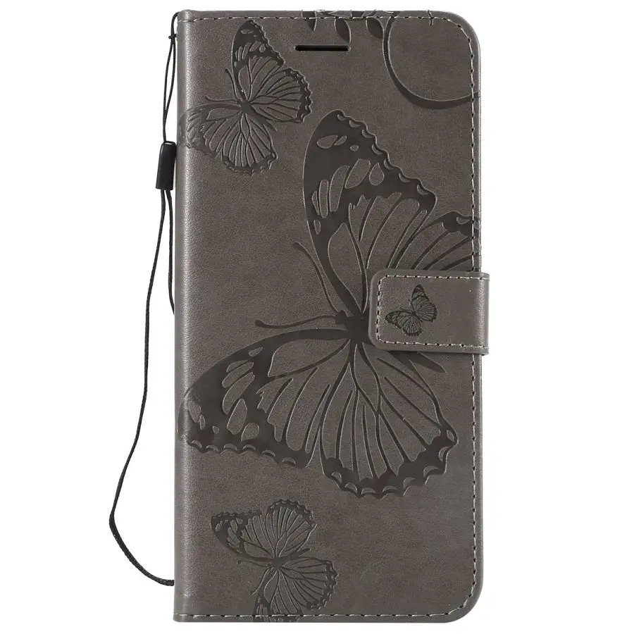 Кожаный чехол для huawei Y5 Lite чехол для huawei Y5 Lite чехол DRA-LX5 Y5 3D Бабочка Флип-бумажник чехол для телефона - Цвет: Gray