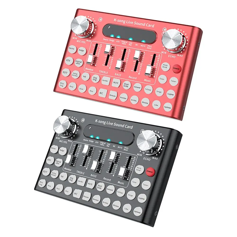 

Mobile Dual Live Sound Card Electric Diacritical 18 Sound Effects Live Bluetooth Microphone Mixer for Mobile Computer Audio