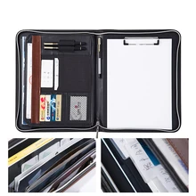 CAGIE A4 File Zipper Folder Multifunction More Data Pockets Padfolio Pu Leather Office Include Clipboard Manager Folder Bag