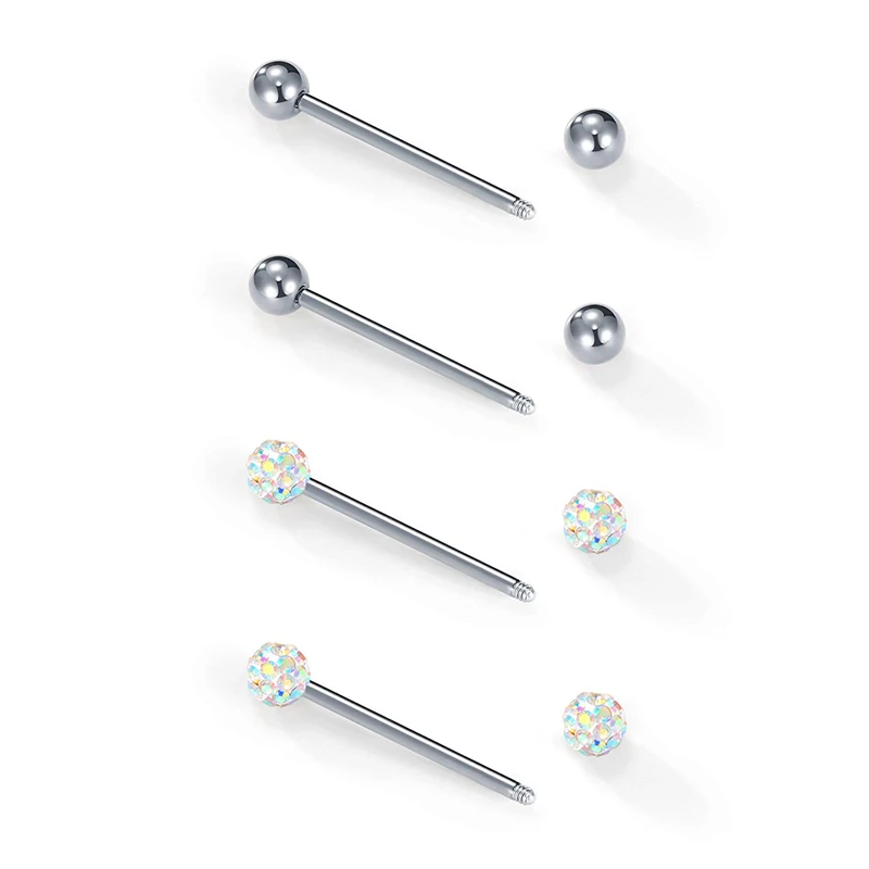 Кольца для ниппель приндлежности для пирсинга языка хирургические стальные нипплители пирсинг женские серебряные штанги 14 г 6 пар 1/"-9/16"-5/"-3/4"