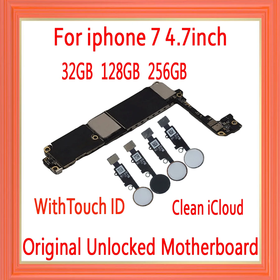 32 Гб 128 ГБ 256 ГБ для iphone 7 4,7 дюймов материнская плата с сенсорным ID, разблокированый для iphone 7 материнская плата, Бесплатный iCloud