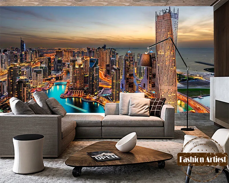  Custom 3d wallpaper mural Dubai modern city building 