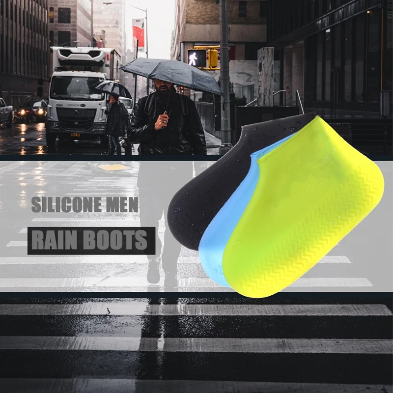 Водонепроницаемые силиконовые Нескользящие мужские ботинки для дождливой погоды; удобные ботинки; аксессуары для дождливой обуви для мужчин