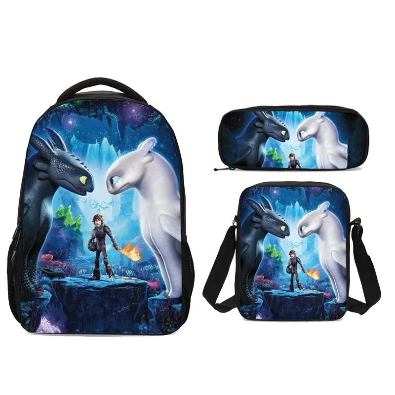 

Cartoon How To Train Your Dragon School Bags Mochila Escolar 3pcs Set School Backpacks For Teenage Boys Kids Students Bookbags