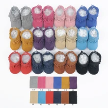 Baby Moccasins Girl baby shoes warm boots kids snow boots baby flat Genuine Leather shoes leather boots tassel princess shoes