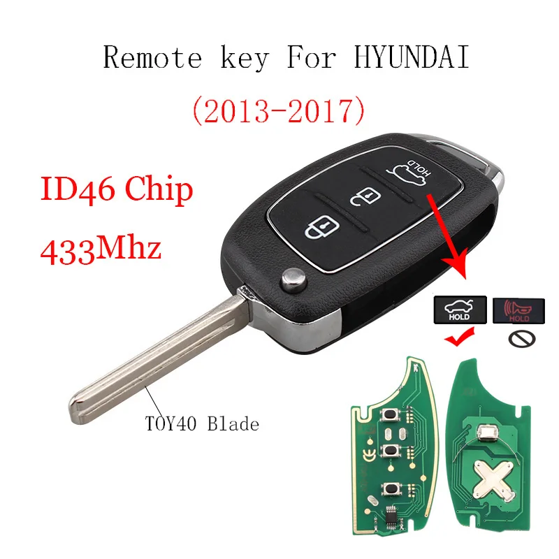 2 шт. * 3 кнопки Автомобильный Дистанционный ключ для Hyundai IX35 IX25 IX45 Elantra Santa Fe 2013 2017