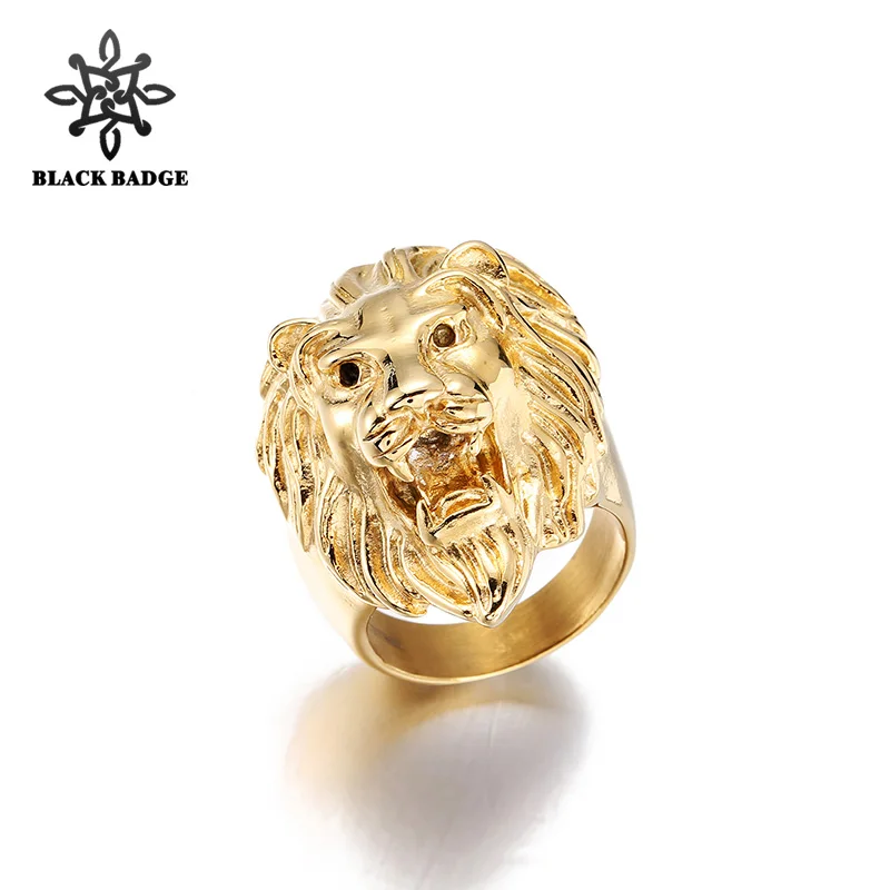 

Lion Head Rings Stainless Steel Metal Hip Hop Jewelry Men Fashion Charm Ring Animal Gold/Silver Jewelry Accessories Gift