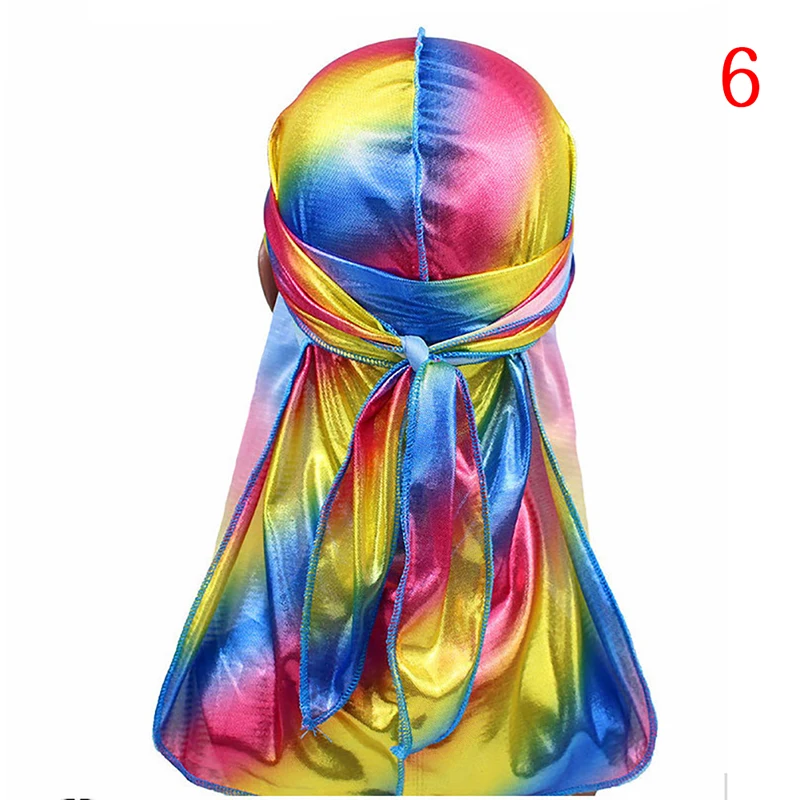 Men's Laser Silky Durags Turban Bandanas Headwear Colorful Men Silky Du Rag Durag Wave Caps Hair Accessories Doo Rag Pirate Hat