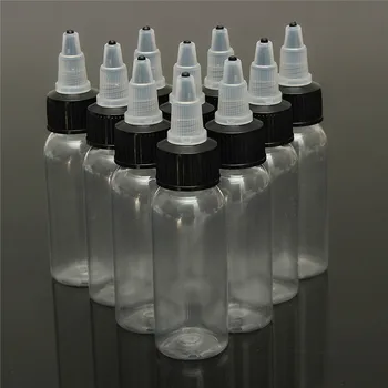 

10PCS 30ml 1OZ White Twist Top Cap Empty Plastic Tattoo Ink Pigment Clear Transparent Bottle Supply Tattoo Accessoires 108x27mm