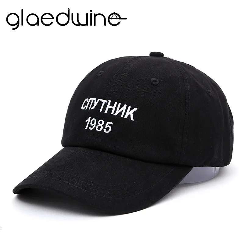 

Glaedwine New Black Baseball Cap Russian letter Satellite 1985 Hip Hop dad Hats Youth Snapback caps Hats For Men Women Wholesale