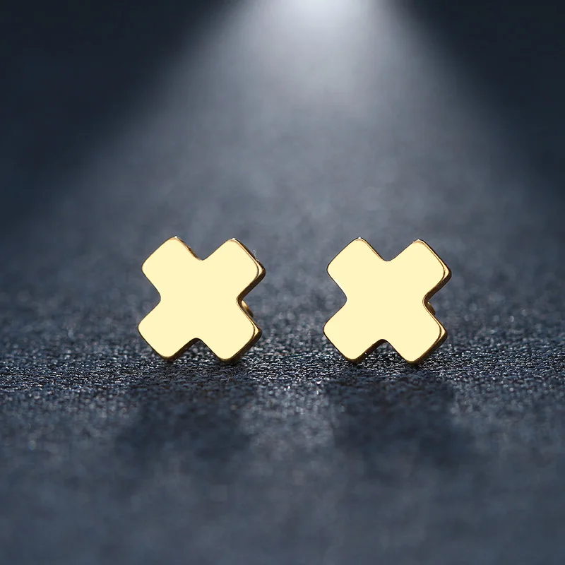 CACANA Stainless Steel Stud Earring For Women Man Pretty Cross Gold And Silver Color Lover's Engagement Jewelry Drop Shipping