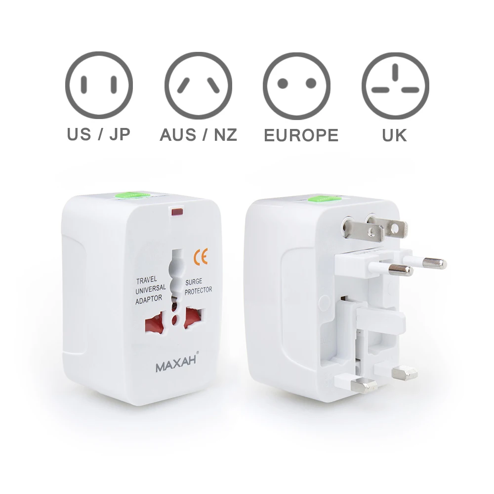 

MAXAH Surge Protector All in One Universal Worldwide Travel Wall Charger AC Power AU UK US EU Conversion Plug Adapter Adaptor